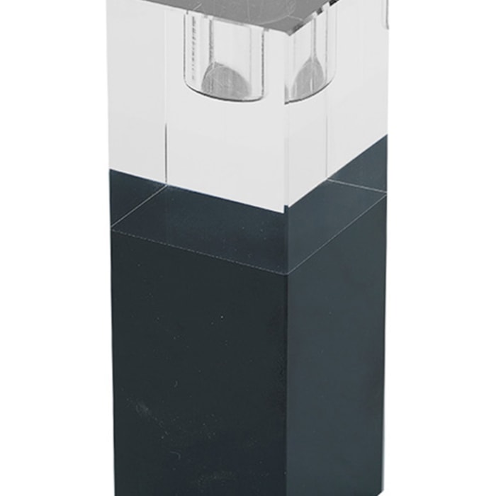 Castiçal de Vidro Transparente Preto M - 14cm - Madel Home