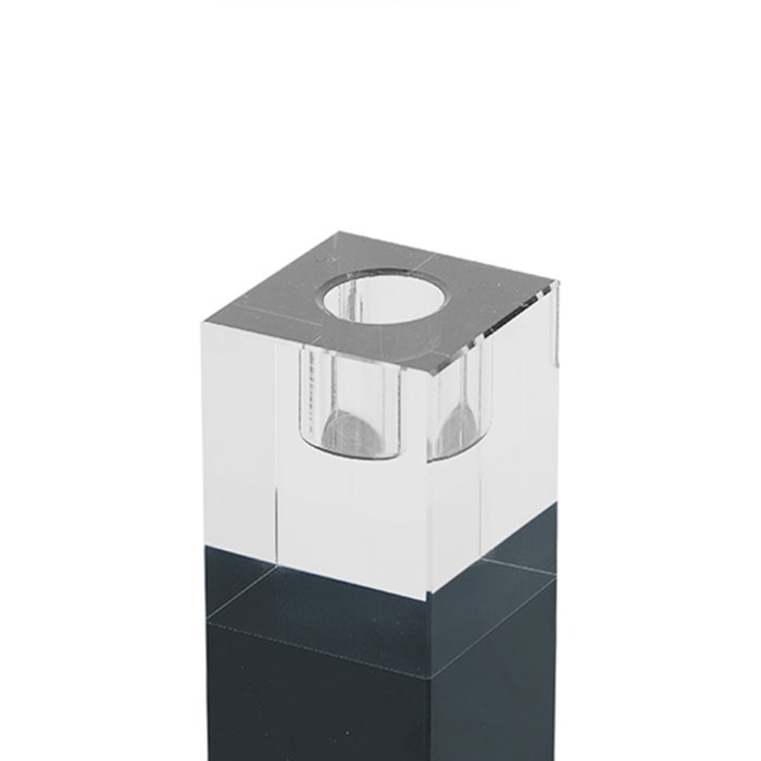 Castiçal de Vidro Transparente Preto M - 14cm - Madel Home