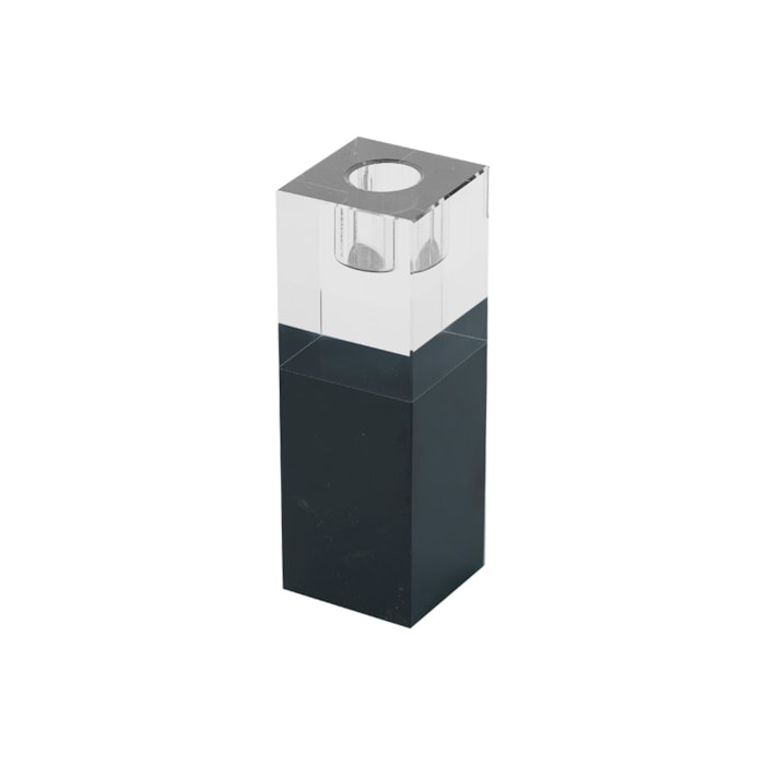 Castiçal de Vidro Transparente Preto M - 14cm - Madel Home