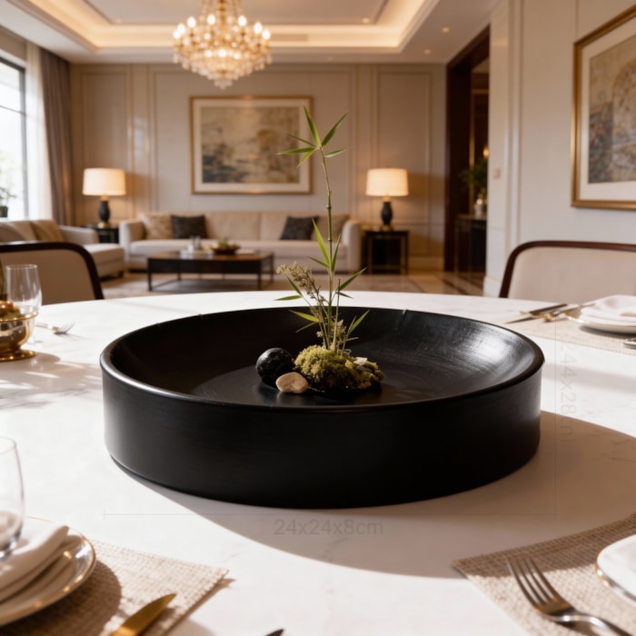 Centro de Mesa de Bambu Preto - 24cm - Madel Home