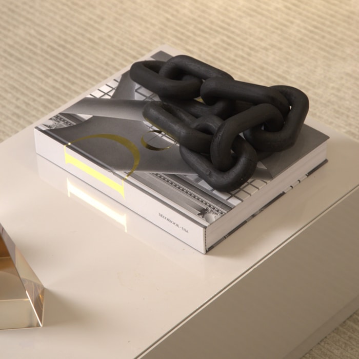 Centro de Mesa de Madeira Colar 7 Elos Preto - 70cm - Madel Home