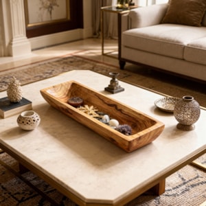 Centro de Mesa de Madeira Natural Retangular M - 80cm