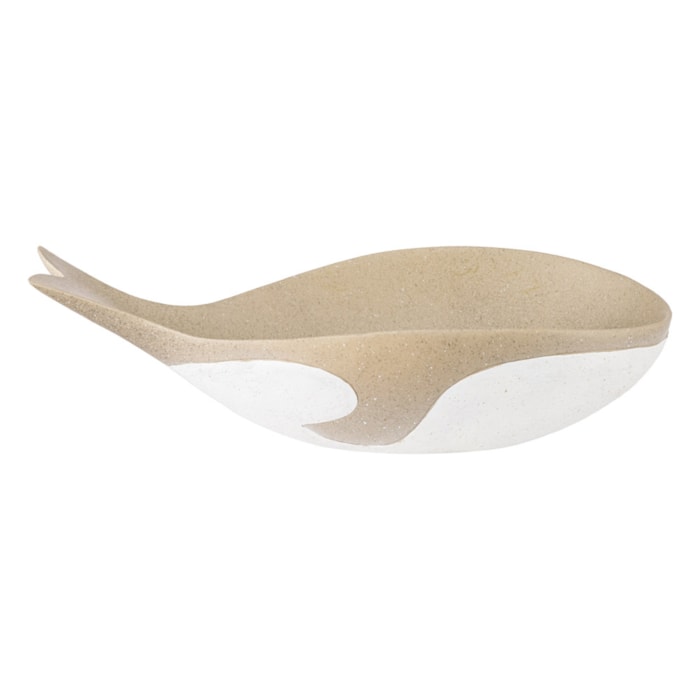 Centro de Mesa de Resina Baleia Branco Bege G - 40cm - Madel Home