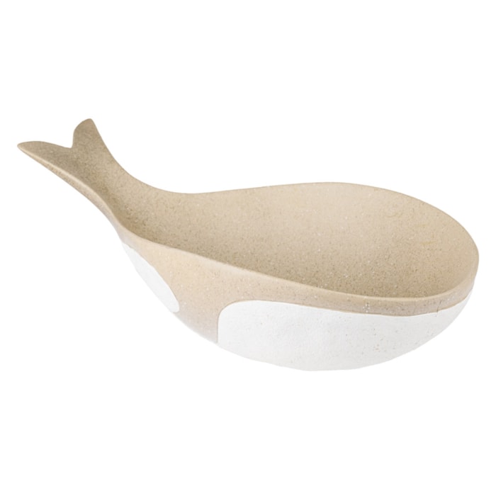 Centro de Mesa de Resina Baleia Branco Bege G - 40cm - Madel Home