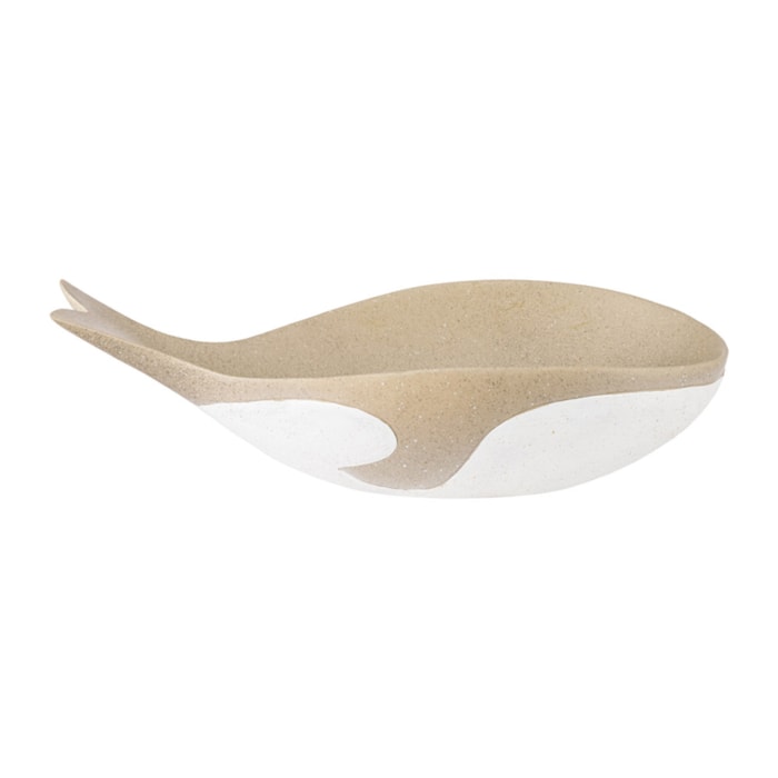 Centro de Mesa de Resina Baleia Branco Bege M - 30 cm - Madel Home