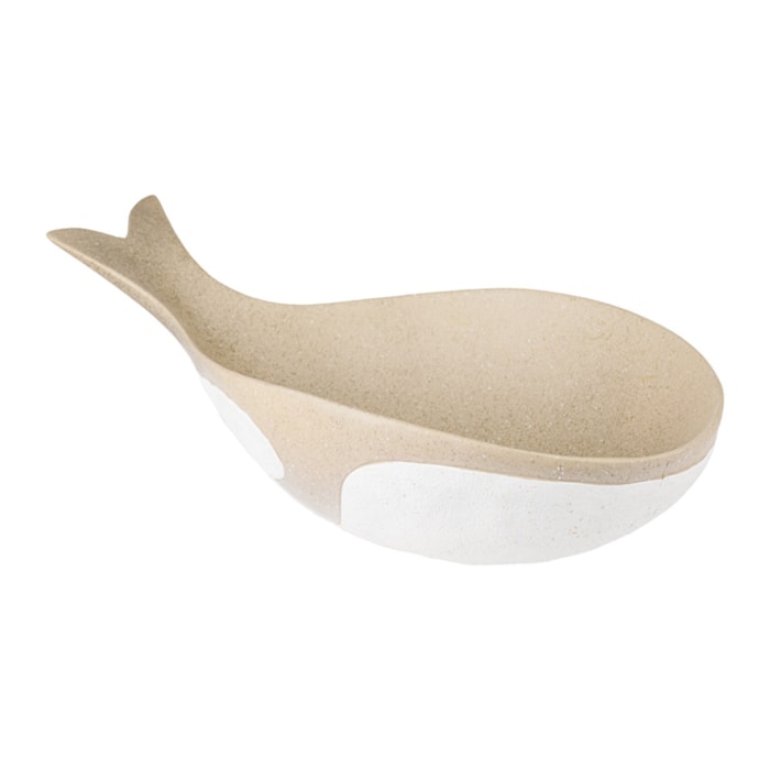 Centro de Mesa de Resina Baleia Branco Bege M - 30 cm - Madel Home