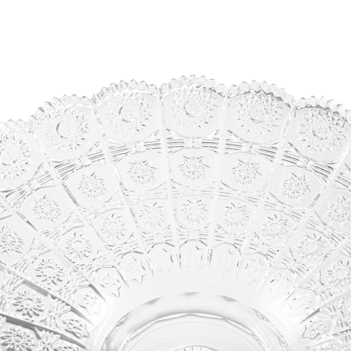 Centro de Mesa de Vidro Lapidado Incolor - 29cm - Madel Home