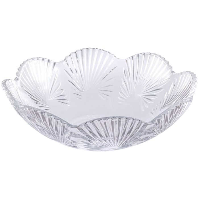 Centro de Mesa de Vidro Lapidado Ondulado - 32cm - Madel Home