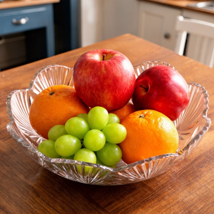 Centro de Mesa de Vidro Lapidado Ondulado - 32cm - Madel Home