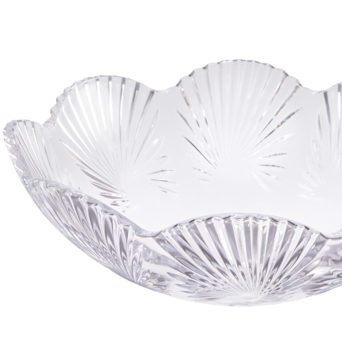 Centro de Mesa de Vidro Lapidado Ondulado - 32cm - Madel Home