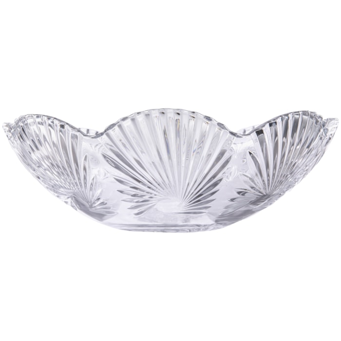 Centro de Mesa de Vidro Lapidado Ondulado - 32cm - Madel Home