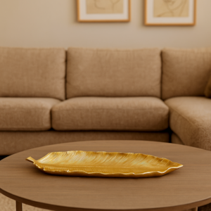 Centro de Mesa Folha de Polirresina Dourado - 48cm