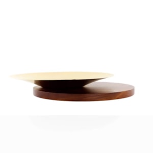 Centro de Mesa Fontana com Madeira Imbuia e Ouro Riva