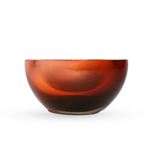 Centro de Mesa Lapidado em Vidro Âmbar Indiano - 17cm