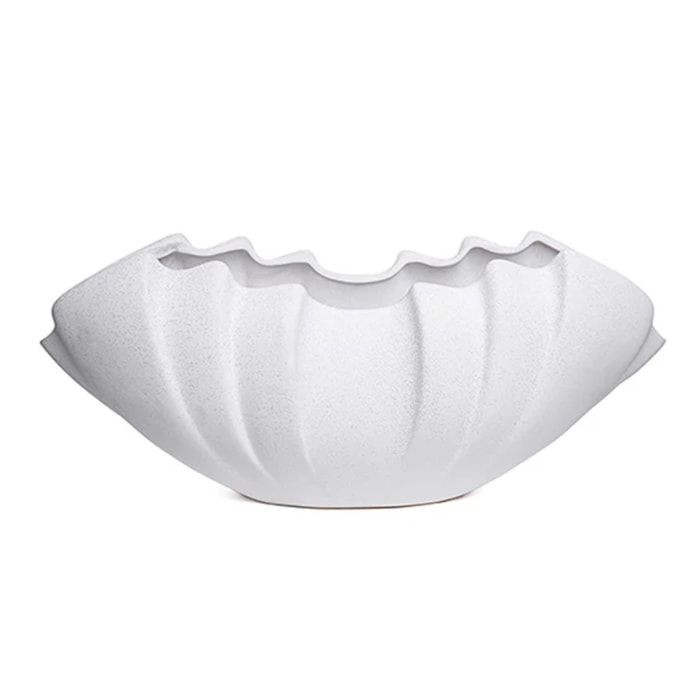 Centro de Mesa Onda de Cerâmica Branca - 48cm - Madel Home