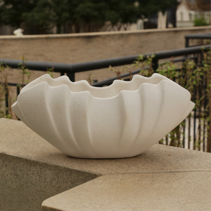 Centro de Mesa Onda de Cerâmica Branca - 48cm - Madel Home