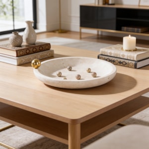 Centro de Mesa Redondo em Mármore Travertino - 25cm