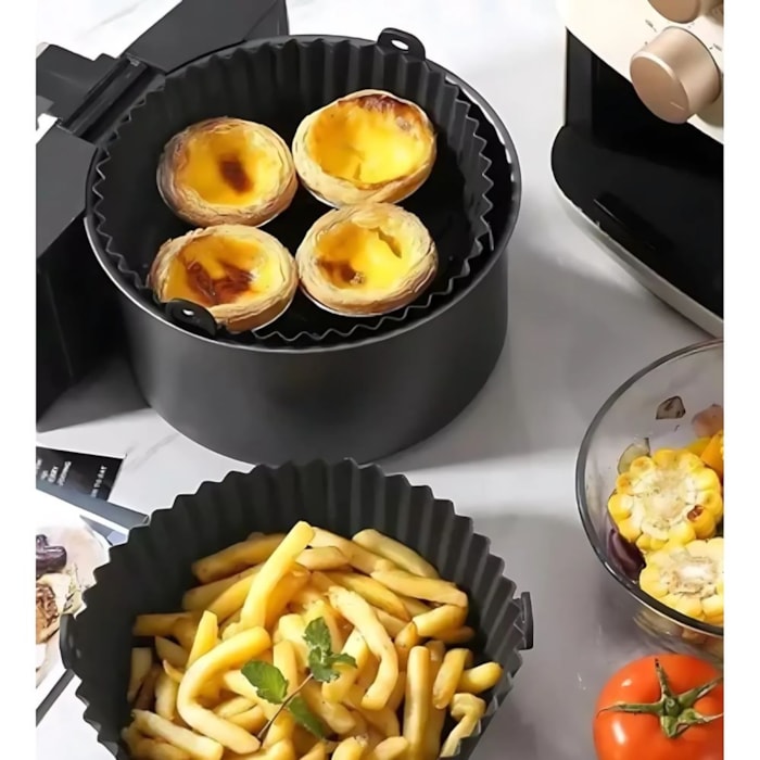 Cesta Air Fryer Redonda Bakermaker 19,5x4,5cm Maxwell Williams Preto - Madel Home