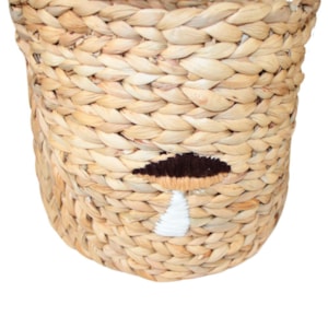 Cesto de Brinquedos de Palha Cogumelo Bordado