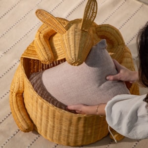 Cesto de Brinquedos de Rattan Canguru