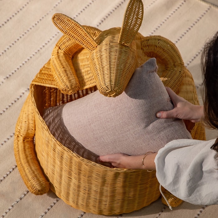 Cesto de Brinquedos de Rattan Canguru - Madel Home