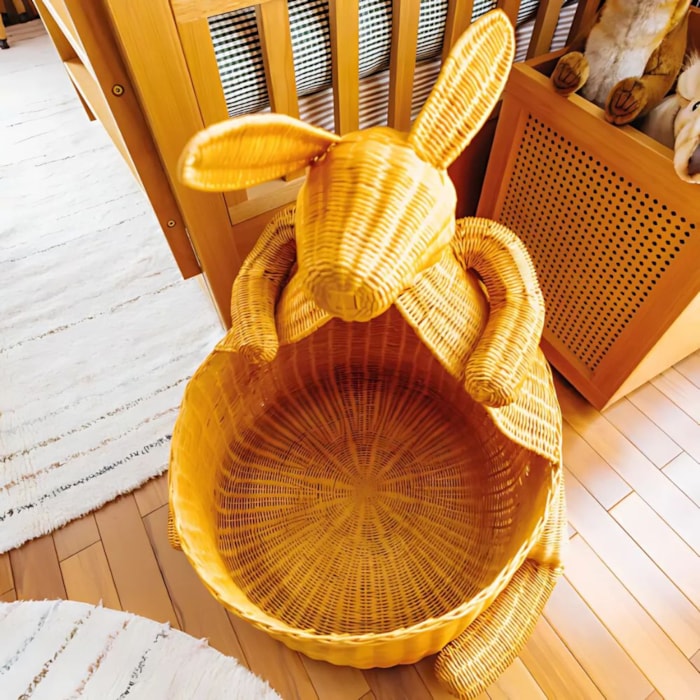 Cesto de Brinquedos de Rattan Canguru - Madel Home