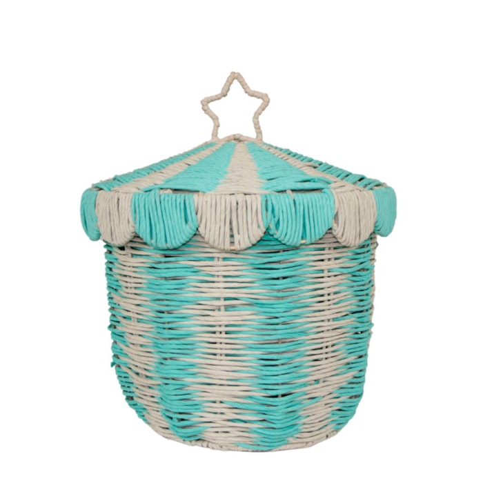 Cesto de Brinquedos de Rattan Circo Médio Azul - Madel Home