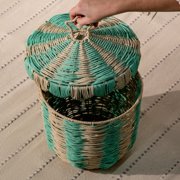 Cesto de Brinquedos de Rattan Circo Médio Azul - Madel Home