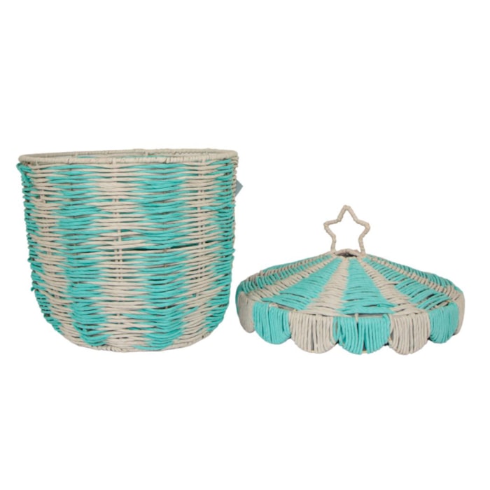 Cesto de Brinquedos de Rattan Circo Médio Azul - Madel Home