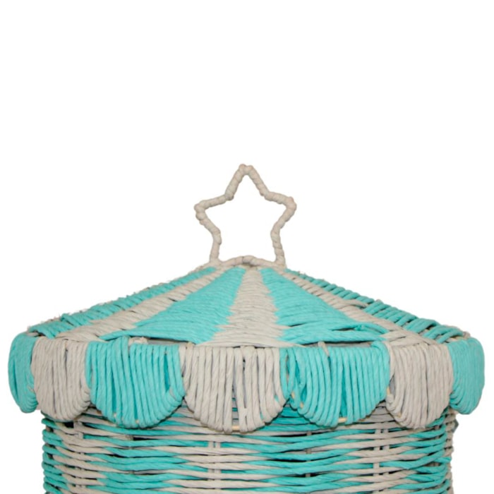 Cesto de Brinquedos de Rattan Circo Médio Azul - Madel Home