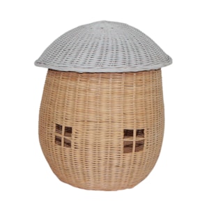 Cesto de Brinquedos de Rattan Cogumelo Casinha M