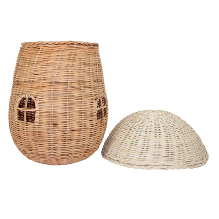 Cesto de Brinquedos de Rattan Cogumelo Casinha M - Madel Home