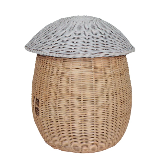 Cesto de Brinquedos de Rattan Cogumelo Casinha M - Madel Home