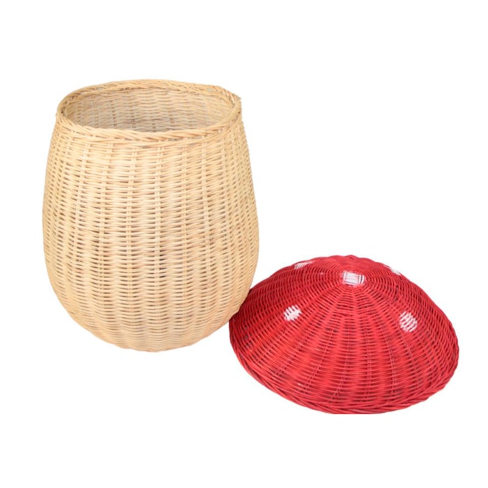 Cesto de Brinquedos de Rattan Cogumelo Vermelho - Madel Home