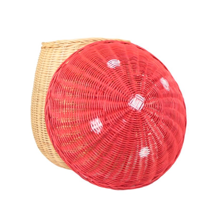 Cesto de Brinquedos de Rattan Cogumelo Vermelho - Madel Home