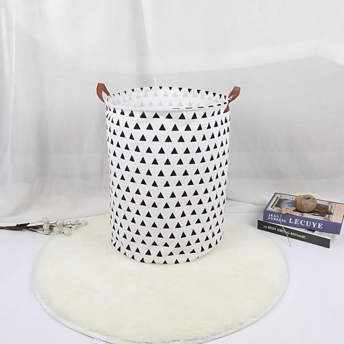 Cesto de Brinquedos Triângulos Plastificado Tecido e Lona - Madel Home