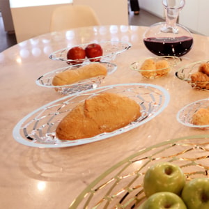 Cesto de Pão Fruteira em Inox Oval Grande Diamante Riva - 33cm