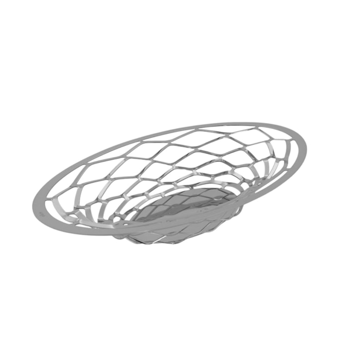 Cesto de Pão Fruteira em Inox Oval Médio Diamante Riva - 27cm - Madel Home