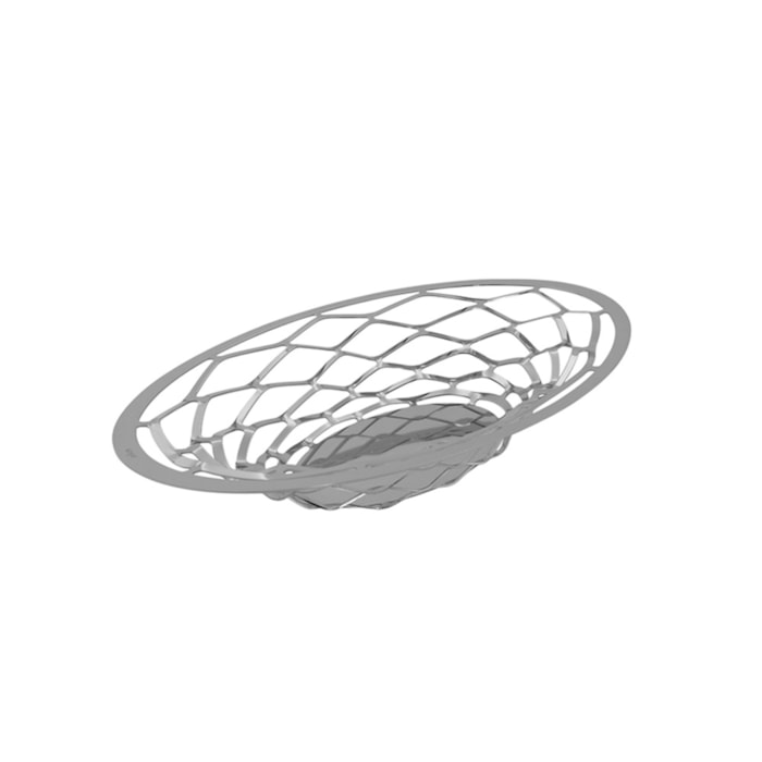 Cesto de Pão Fruteira em Inox Oval Pequeno Diamante Riva - 20cm - Madel Home