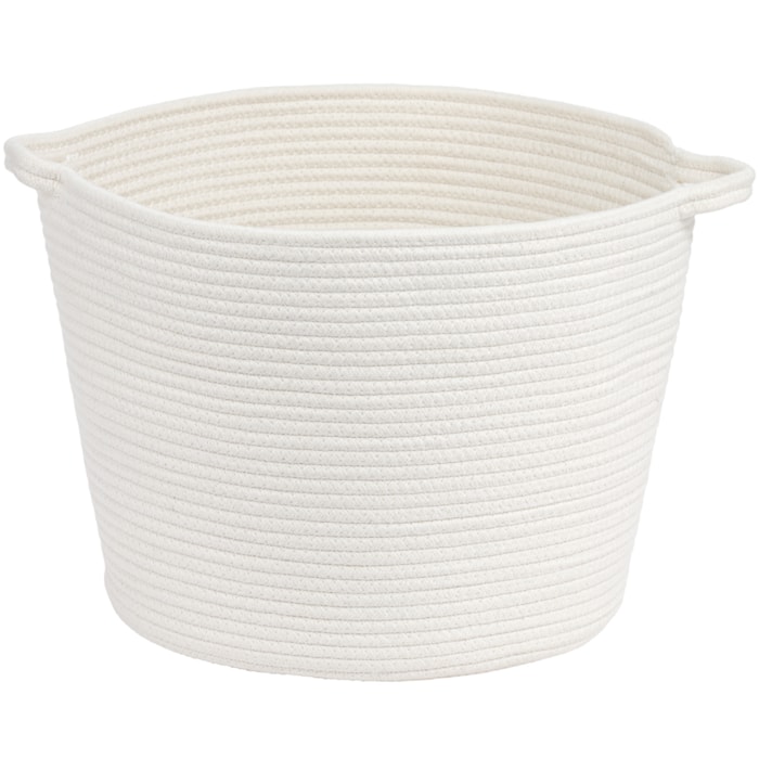 Cesto Organizador de Poliéster e Algodão Branco - 42cm - Madel Home