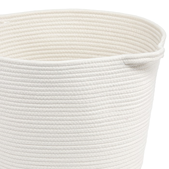 Cesto Organizador de Poliéster e Algodão Branco - 42cm - Madel Home