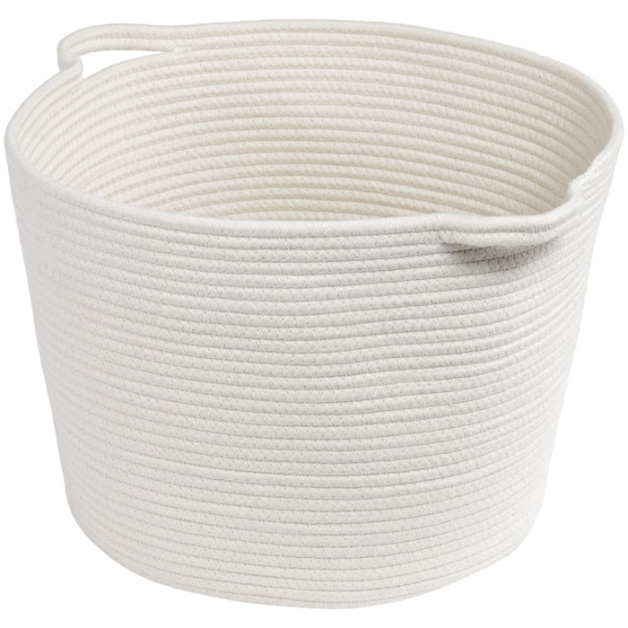 Cesto Organizador de Poliéster e Algodão Branco - 42cm - Madel Home