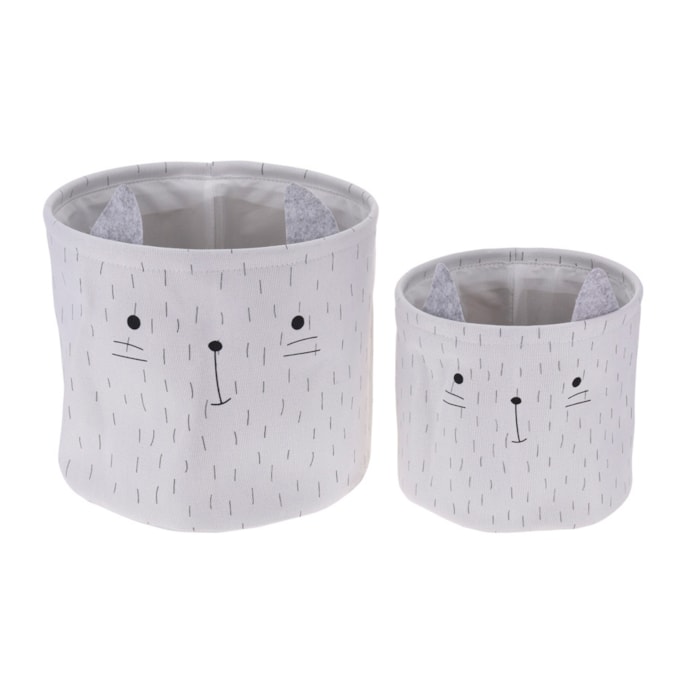 Cestos de Brinquedo de Poliéster Gato - 2 Peças - Madel Home
