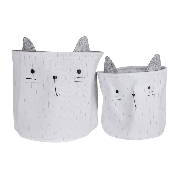 Cestos de Brinquedo de Poliéster Gato - 2 Peças - Madel Home