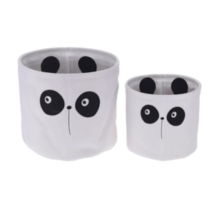 Cestos de Brinquedo de Poliéster Urso Panda - 2 Peças