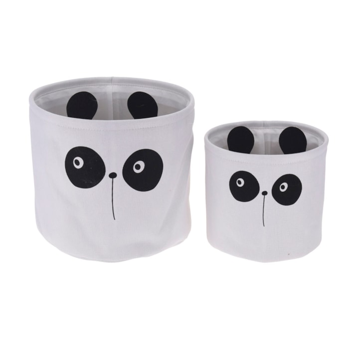 Cestos de Brinquedo de Poliéster Urso Panda - 2 Peças - Madel Home