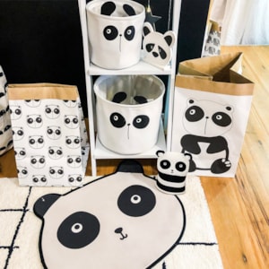 Cestos de Brinquedo de Poliéster Urso Panda - 2 Peças