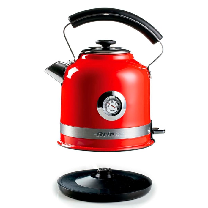 Chaleira Elétrica 1.7L 1500W Aço Inox Ariete Vermelho - 127V - Madel Home