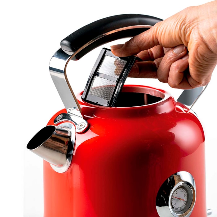 Chaleira Elétrica 1.7L 1850W Aço Inox Ariete Vermelho - 220V - Madel Home