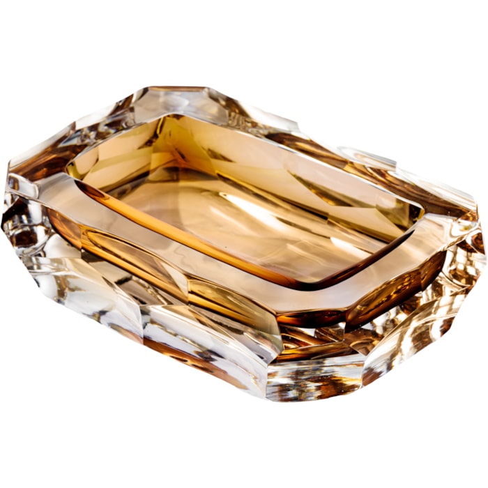 Cinzeiro de Cristal Lapidado Di Murano Ambar - Madel Home